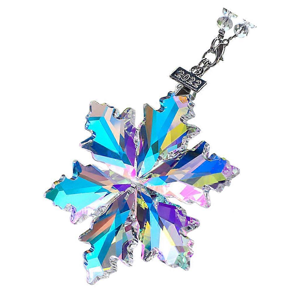 Crystal Glass Snowflake Pendant Colorful Hanging Ornament for Rearview Mirror & Garden Decoration
