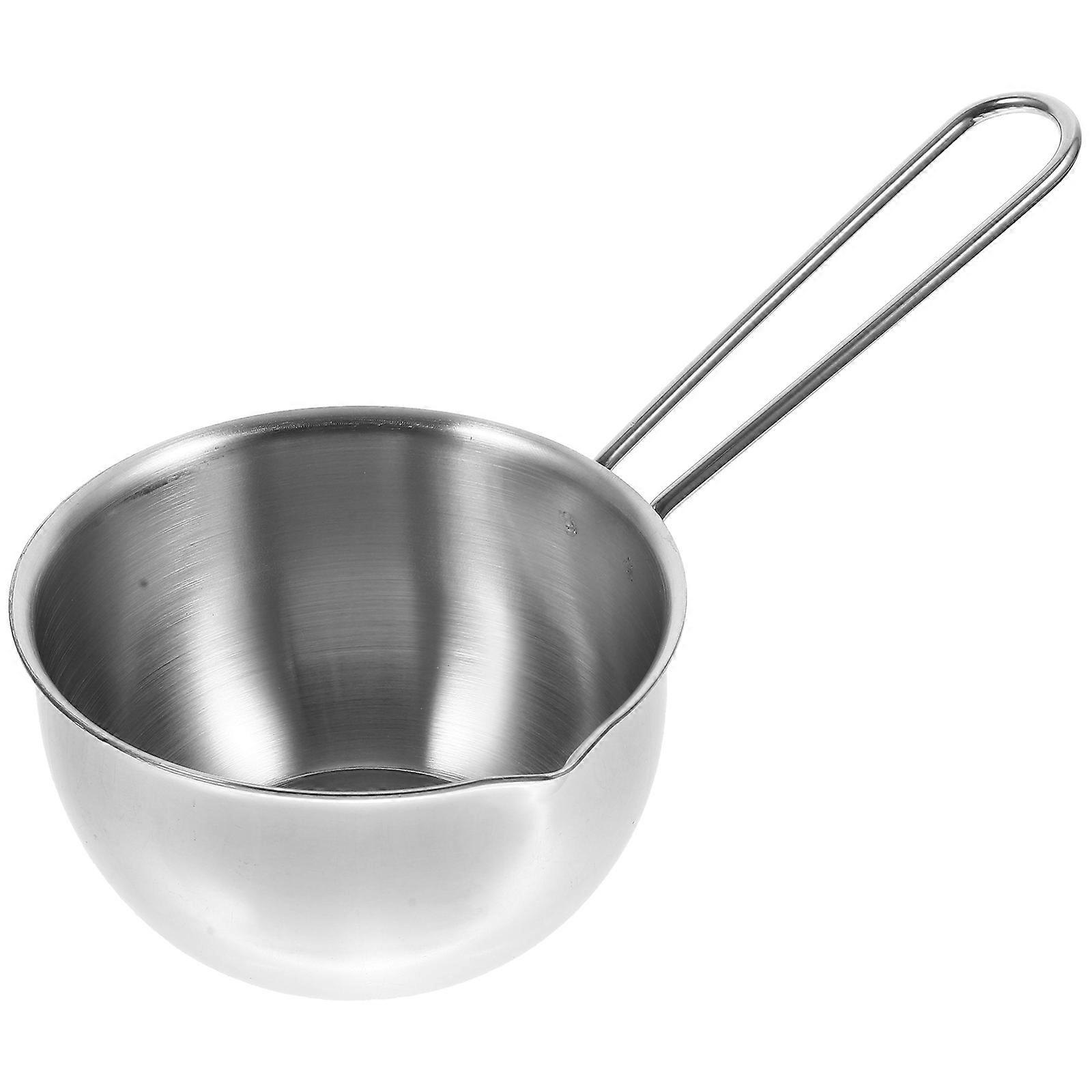 Stainless Steel Sauce Pan with Scale and Pour Spouts, Lightweight Milk Pot for Heating Oil, Butter, and Sauces, Ergonomic Handle for Kitchen Cooking