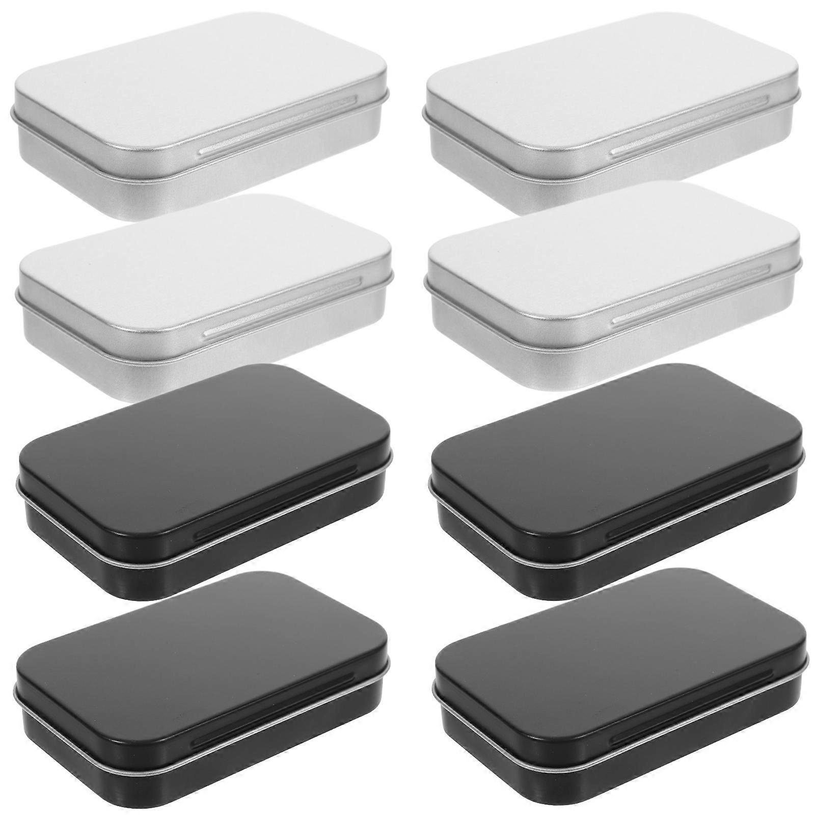 Tin Case Rectangular Small Tins For Home Storage Portable Dust-Proof Moisture-Proof 8Pcs