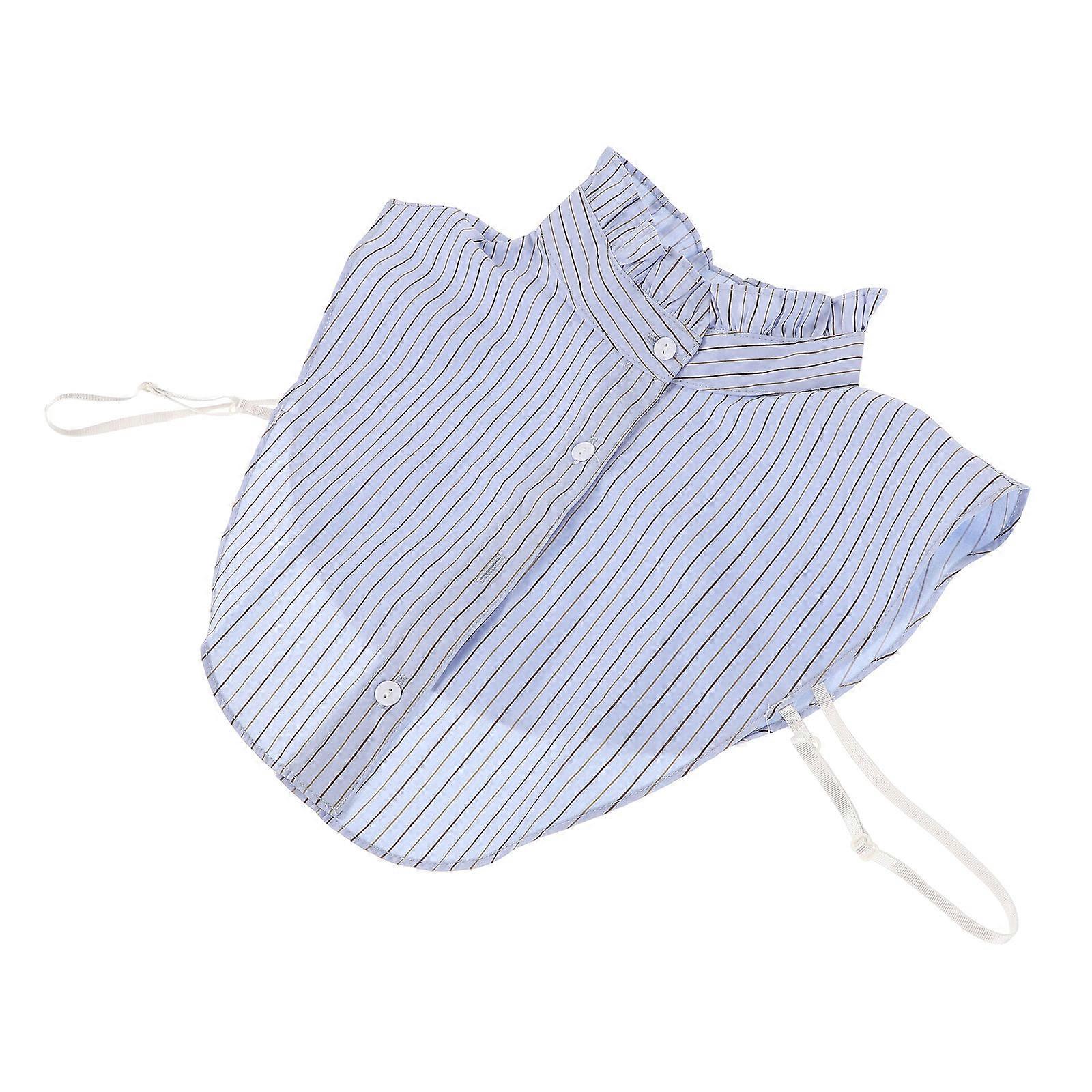 It seems like you've provided a product title or description for a **striped detachable fake collar blouse half shirt** designed for women. This type