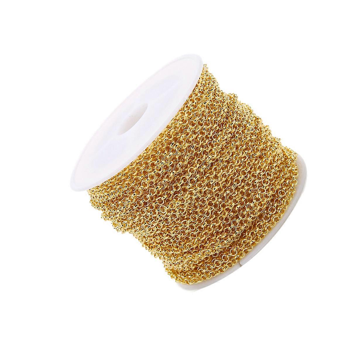 Fabrication de bijoux Fournitures Chaîne Bobine Pour Projets Artisanaux Collier Bracelet 3mm Fer Doré Diy Makers Enthusiasts 1Set