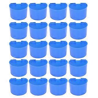 20 stks Vogelvoer Bowl Plastic Papegaai Water Feeding Cup Birdcage Feeder Trog Set Kit Blauw 11x6cm / 4.33x2.36inYMJJ