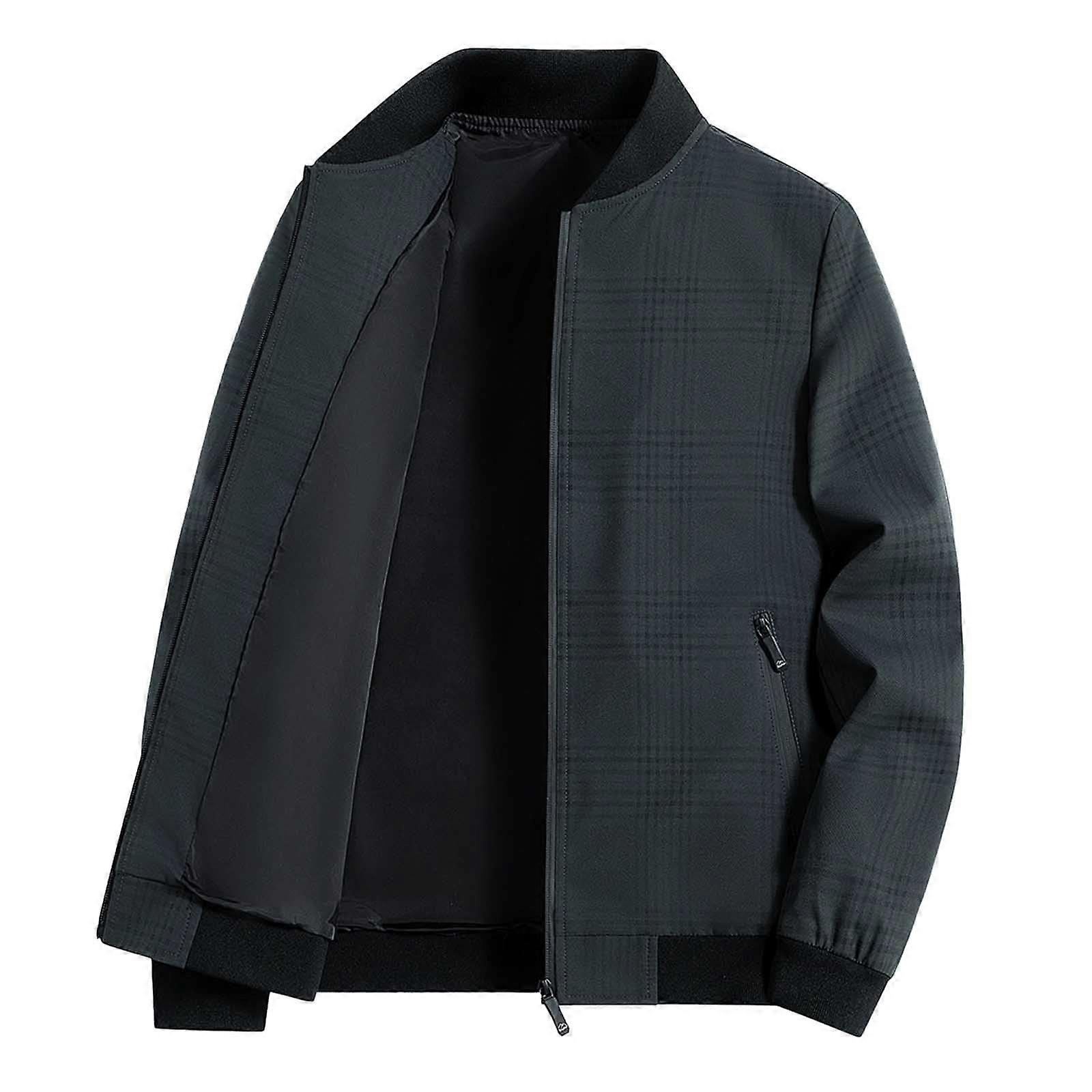 Men's Bomber Jacket Thin Blouson Casual Autumn Winter Flight Jacket XXL Navy Blue