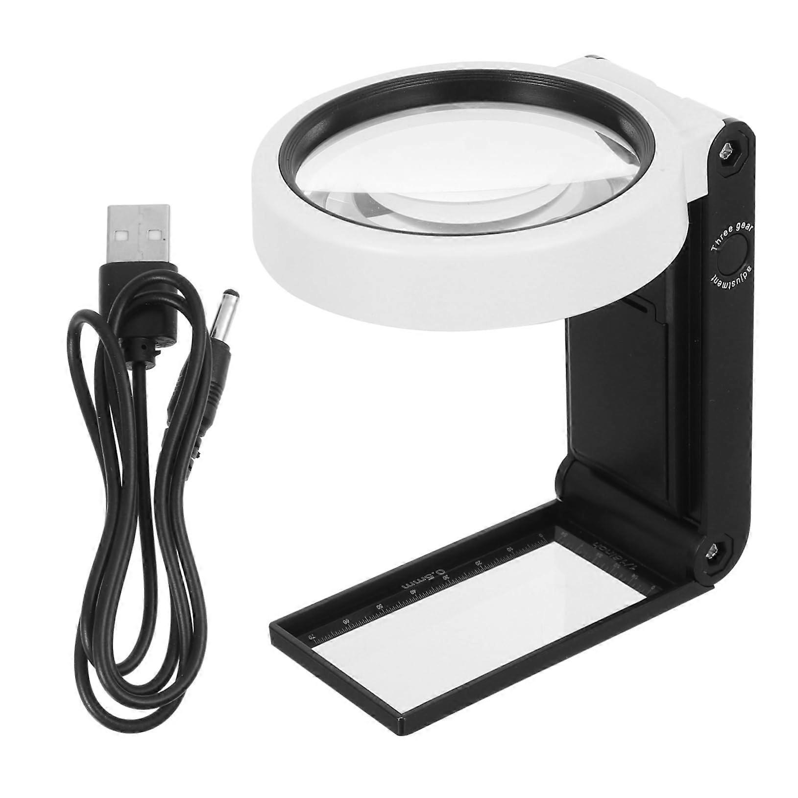 Foldable Desktop Magnifier with LED Light for Seniors and Visually Impaired, Reading Magnifier for Working in Dark Environments, Battery Operated