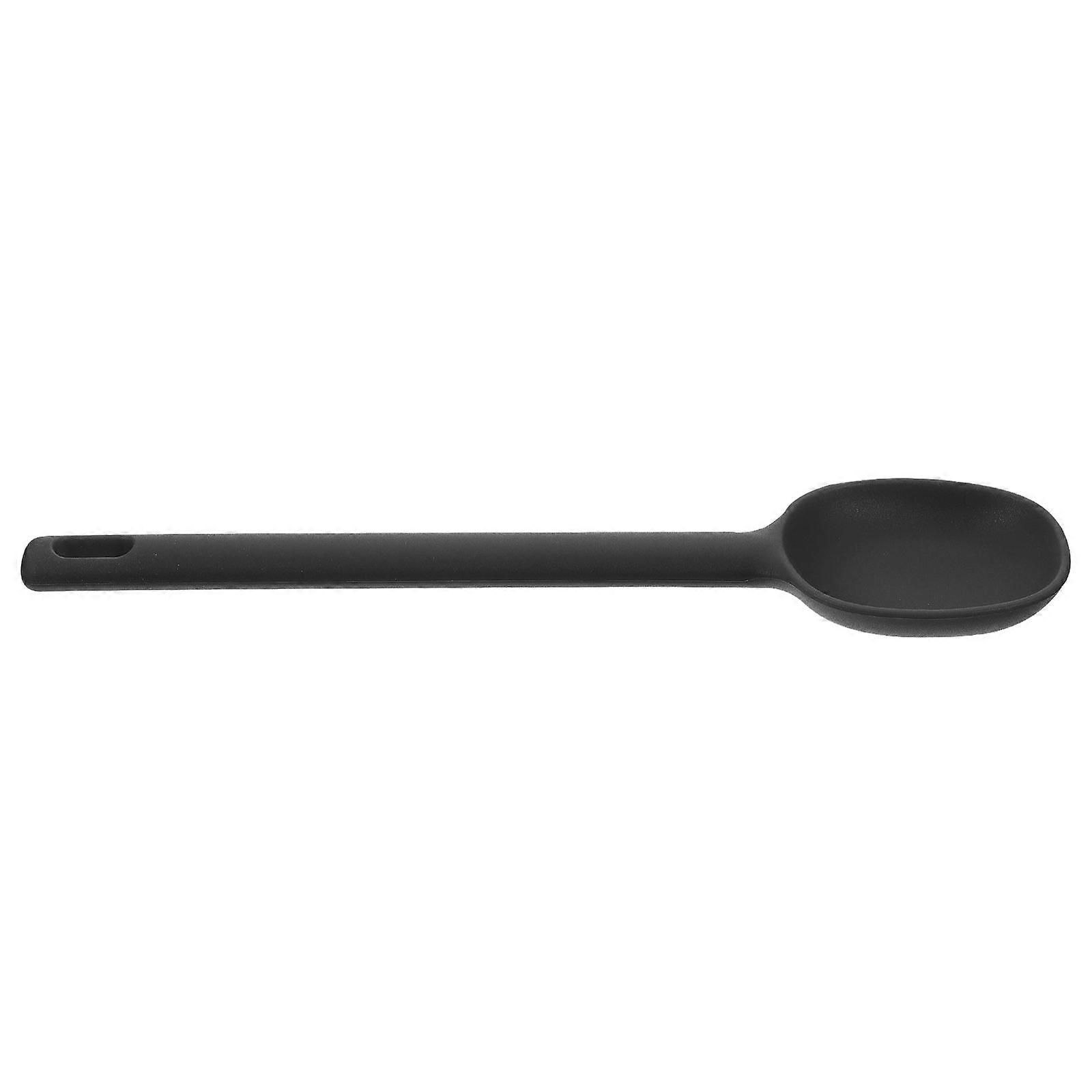 Black Silicone Soup Spoon for Kitchen Use Safe Easy to Clean Practical Kitchen Tableware 9.5 inches