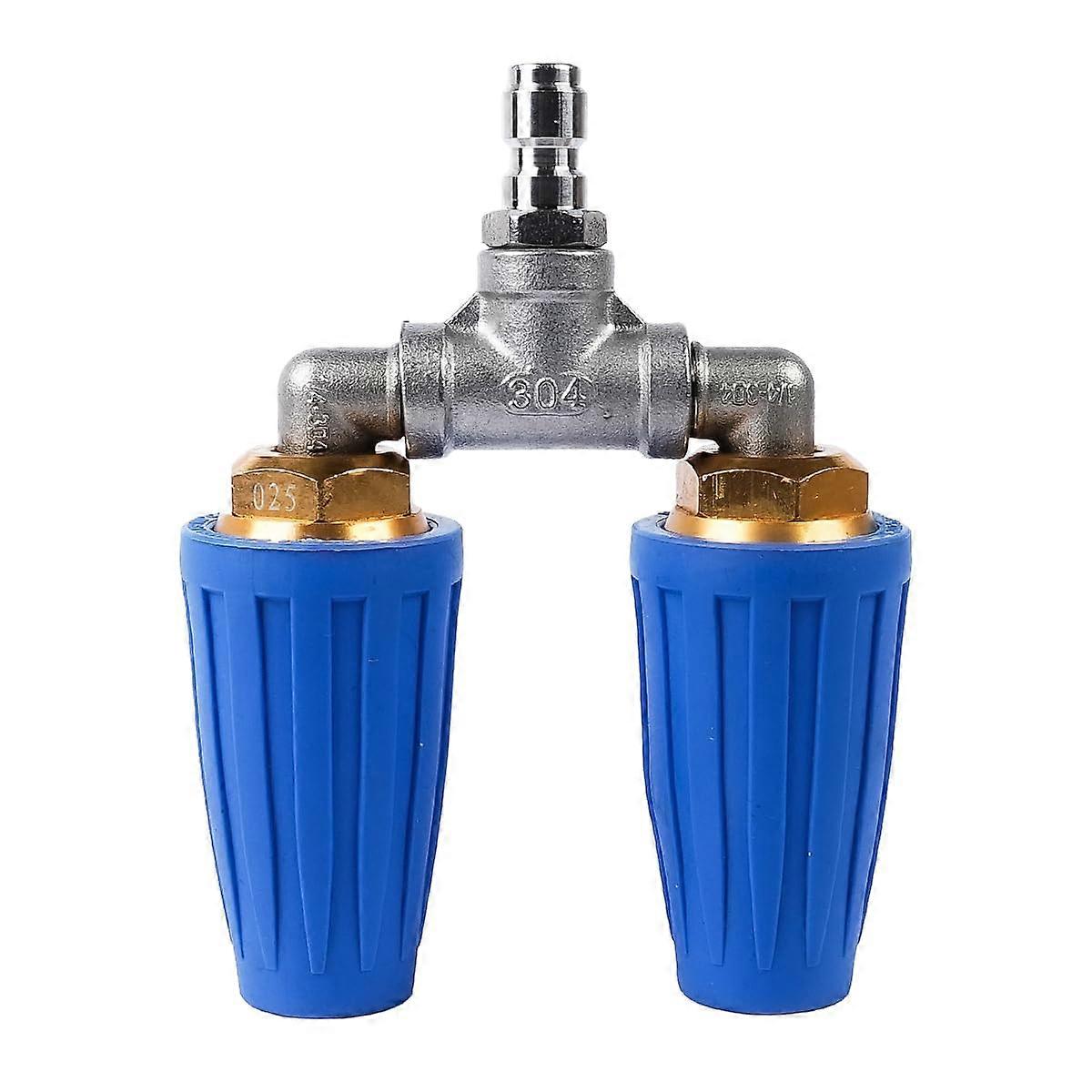 Rotary Double Pressure Washer Turbo Nozzle Max 4000 PSI Power Rotating Turbo Spray Nozzle with 1/4' Quick Connector for Pressure Washer Tips, Blue
