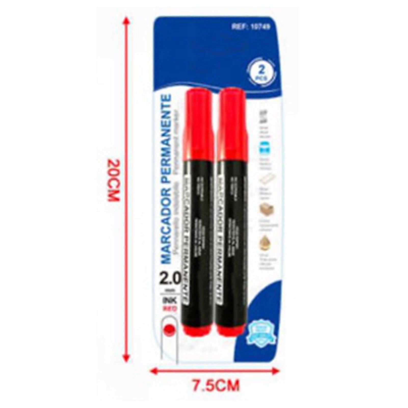 2Pcs Marker Pen Quick Drying Waterproof Smoother Lightweight Red Marker for Writing Note Taking