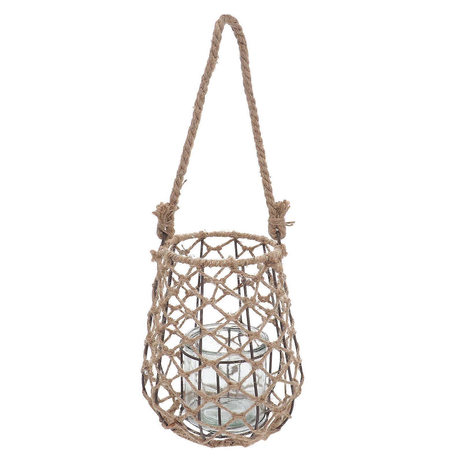 Patio Lanterns Handwoven Rattan Lampshade Cafe Decor Cylindrical Smooth Home Atmosphere 1Set