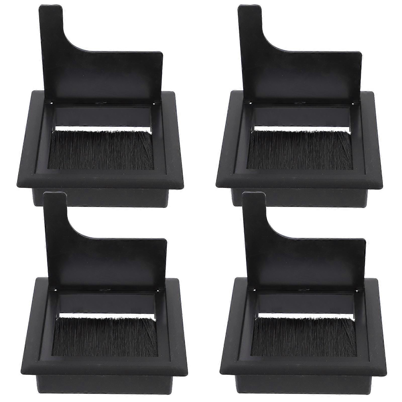 Plastic Cable Hole Cover Desk Grommets with Brush for 4Pcs Use