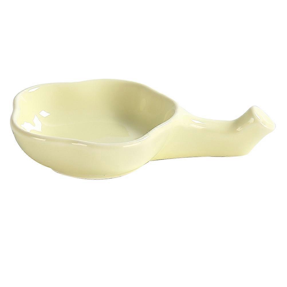 Tableware Holder Dipping Sauce Plate Yellow Ceramic 1Set