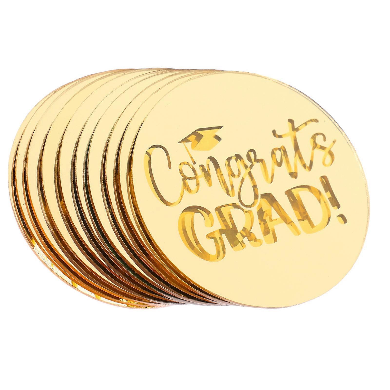 Here's a refined and professional product description based on the title you provided:
**10pcs Graduation Season Acrylic Cupcake Toppers – Mirror