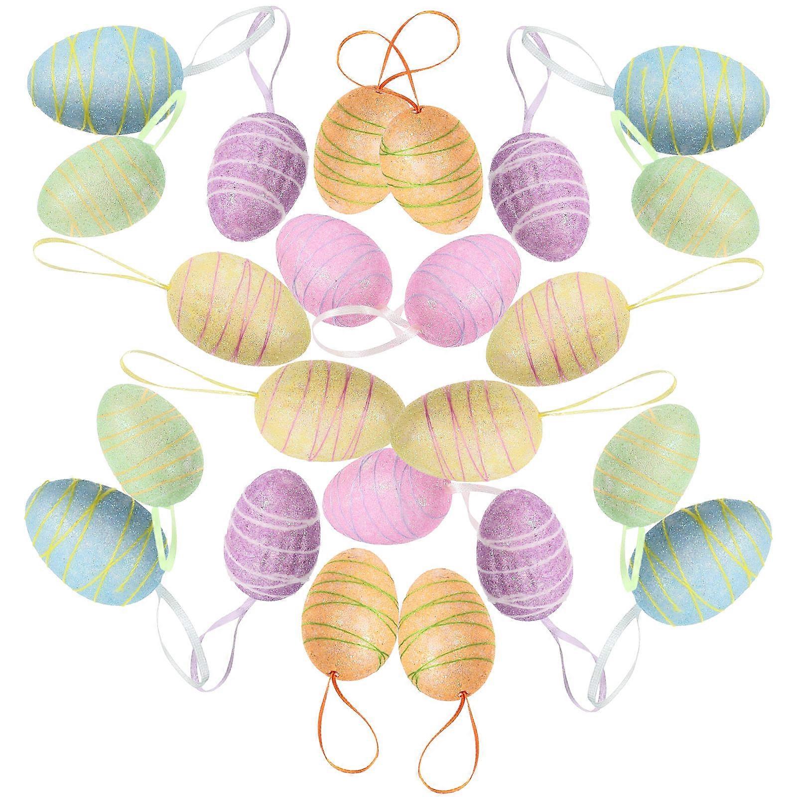 Artificial Eggs Easter Eggs Hanging Ornaments Easter Celebration Light But Strong 6x4cm 30Pcs