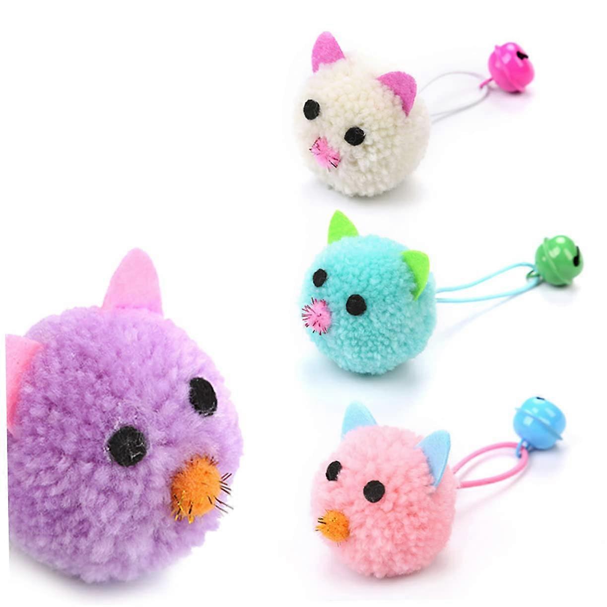 Interactive Cat Toy Set - 5 Pieces Plush Molar Chew Toys with Bells - Adorable Cat Playtime Accessories