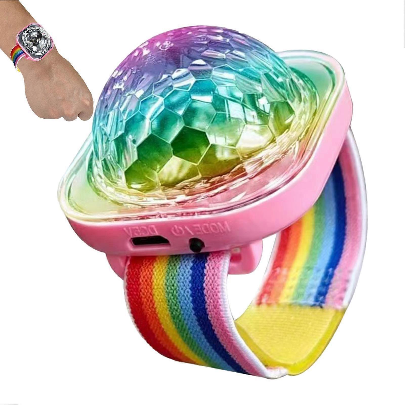 LED Light Up Clock for Disco Party Noise Activated USB Rechargeable Wristband Party Light for Home, Car, Events Pink