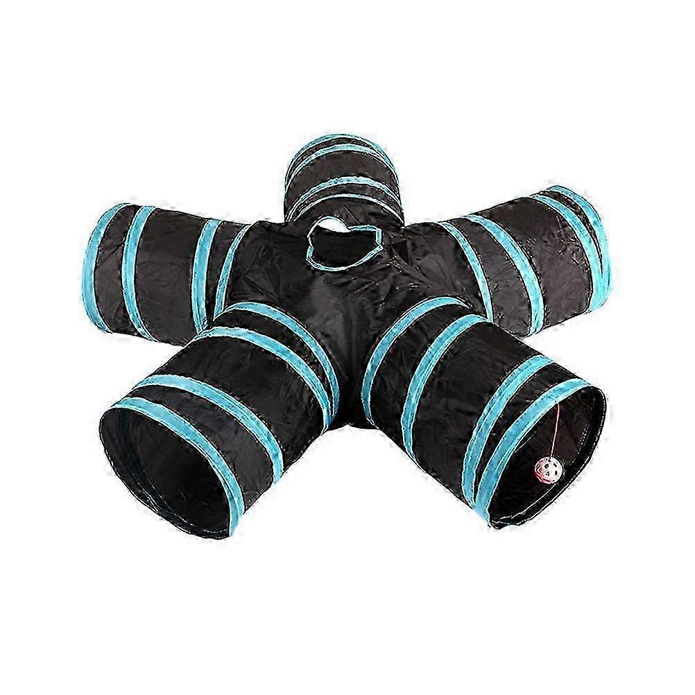 1Pc Foldable 5-Way Pet Tunnel with Crinkle Toy for Dogs Cats Guinea Pigs Rabbits