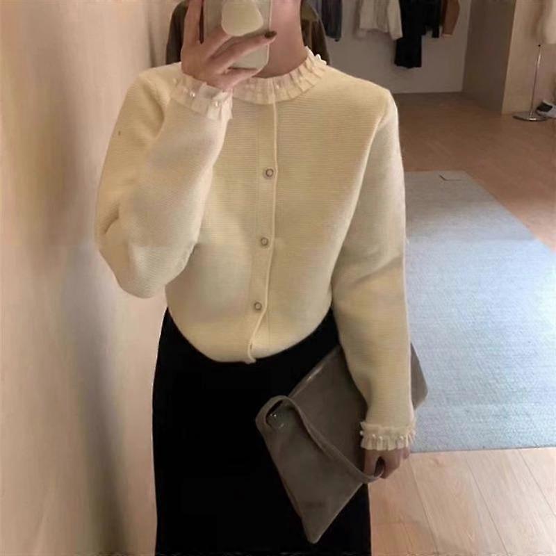 Lace lace knitted cardigan women's autumn and winter new loose and versatile soft and sweet sweater jacket