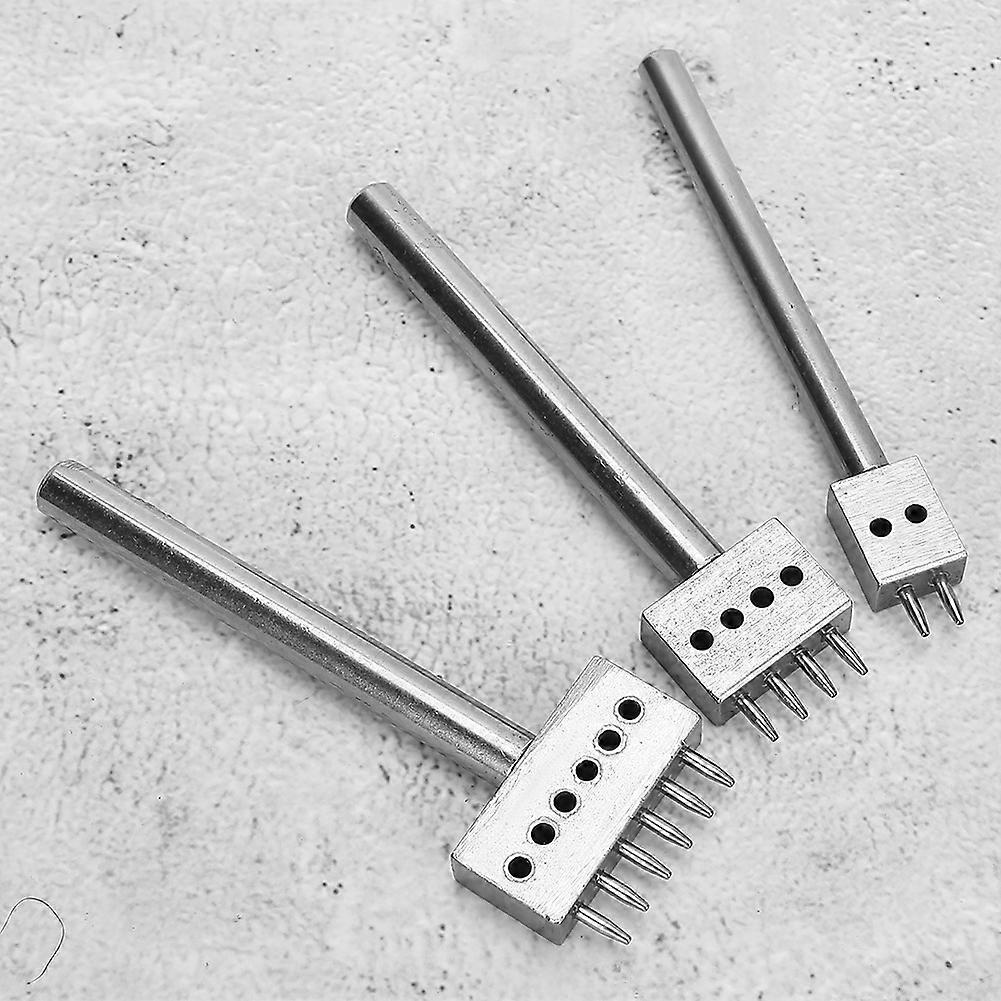 3PCS Spacing Punch Tool DIY Leather Craft Hole Punching Set Belt Hole Puncher(6mm(2+4+6) )