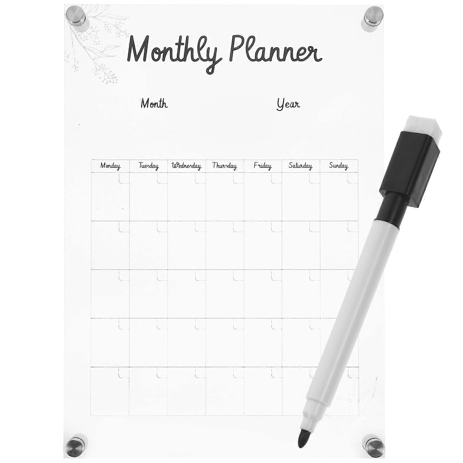 Acrylic Hanging Message Board for Home Office – Transparent Monthly Planner Memo Sign, Compact Erasable Writable Surface Notice Board Wall Decor Easy