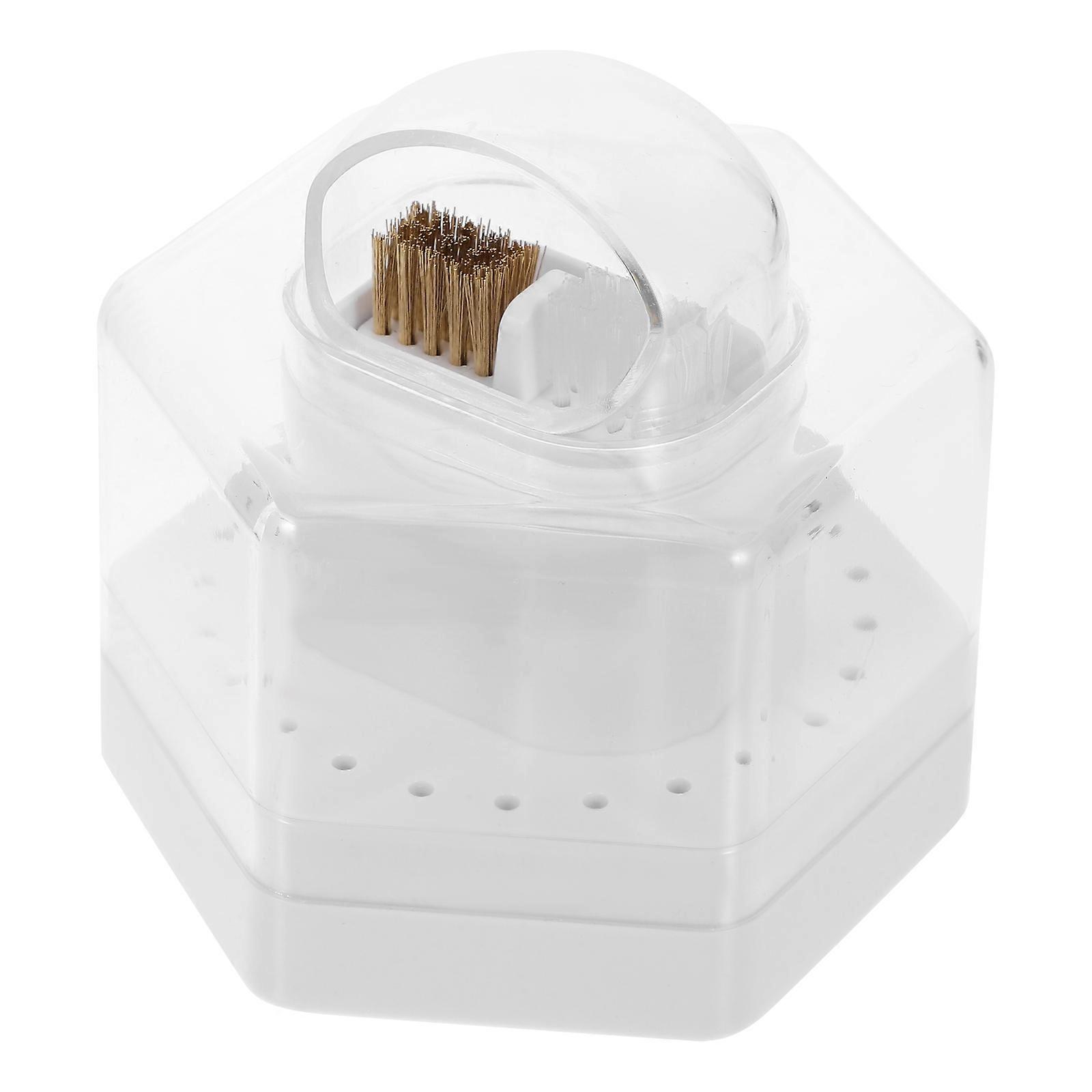 Nail Drill Bits Holder Transparent ABS Material for Salon and Home Use White Color 7.5 x 4.5 x 3 Inches