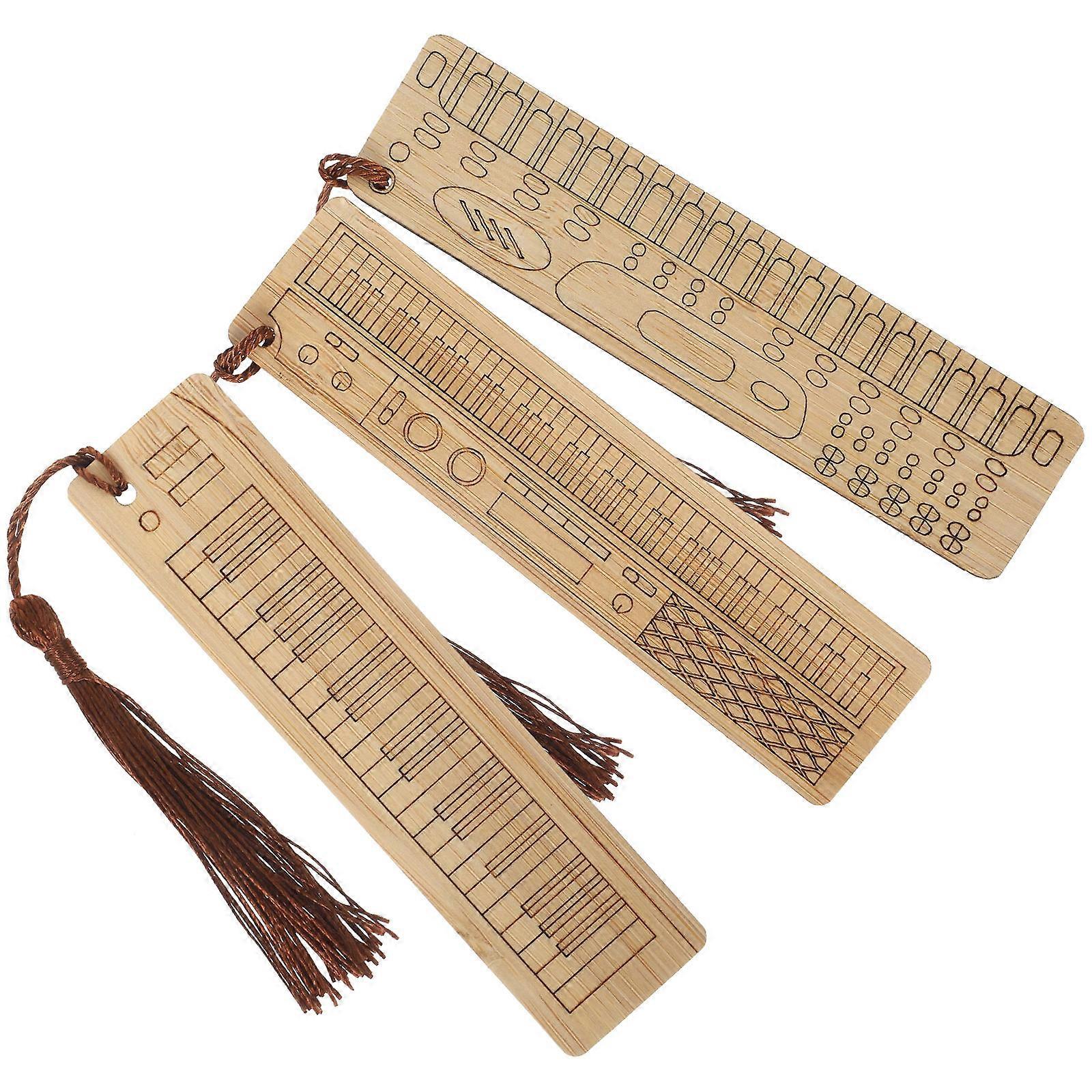 Creative Bookmark Decorative Bamboo Bookmarks School Use Electronic Organ Shape Lightweight Reading 3Pcs