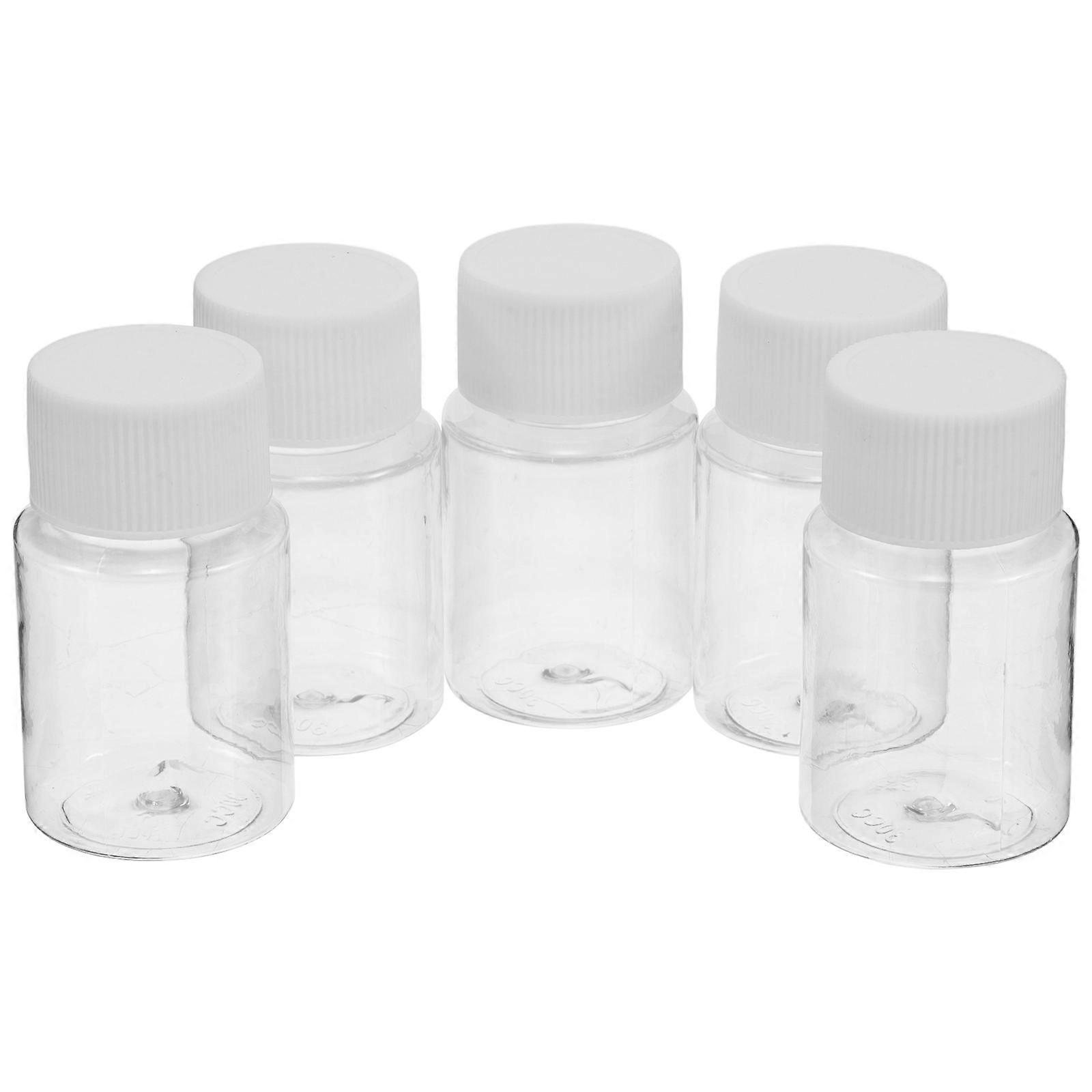 6Pcs Transparent Medicine Storage Bottles With Caps Liquid Sample Dispensing Capsule Shape Home Use 30ml