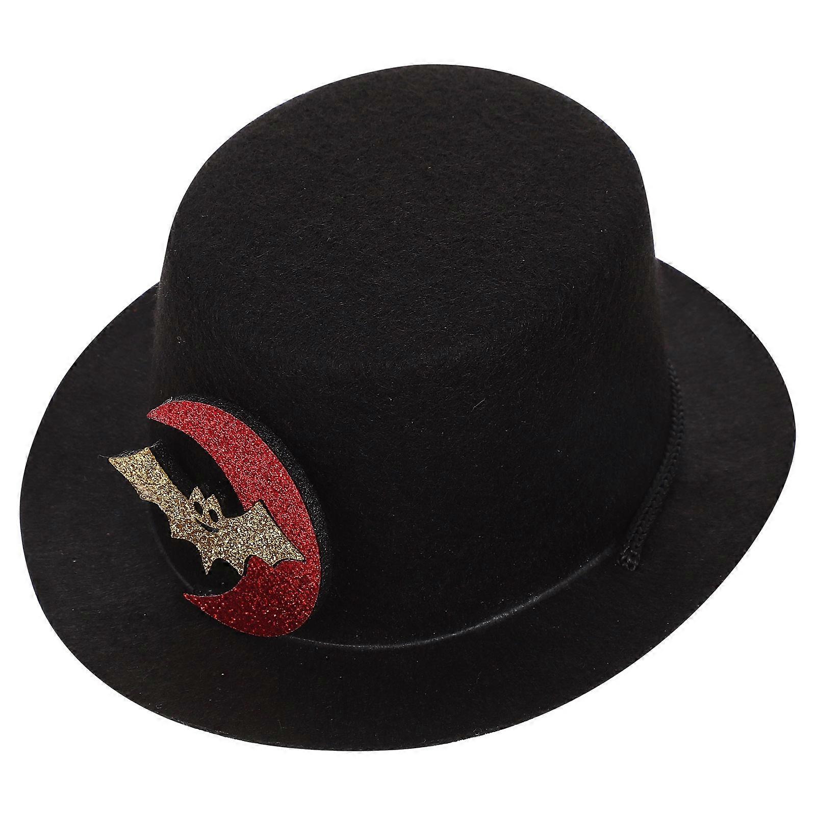 Stylish Black Cloth Bowler Hat for Pets with Adjustable Headband Perfect for Parties and Gifts 6.5 Inches