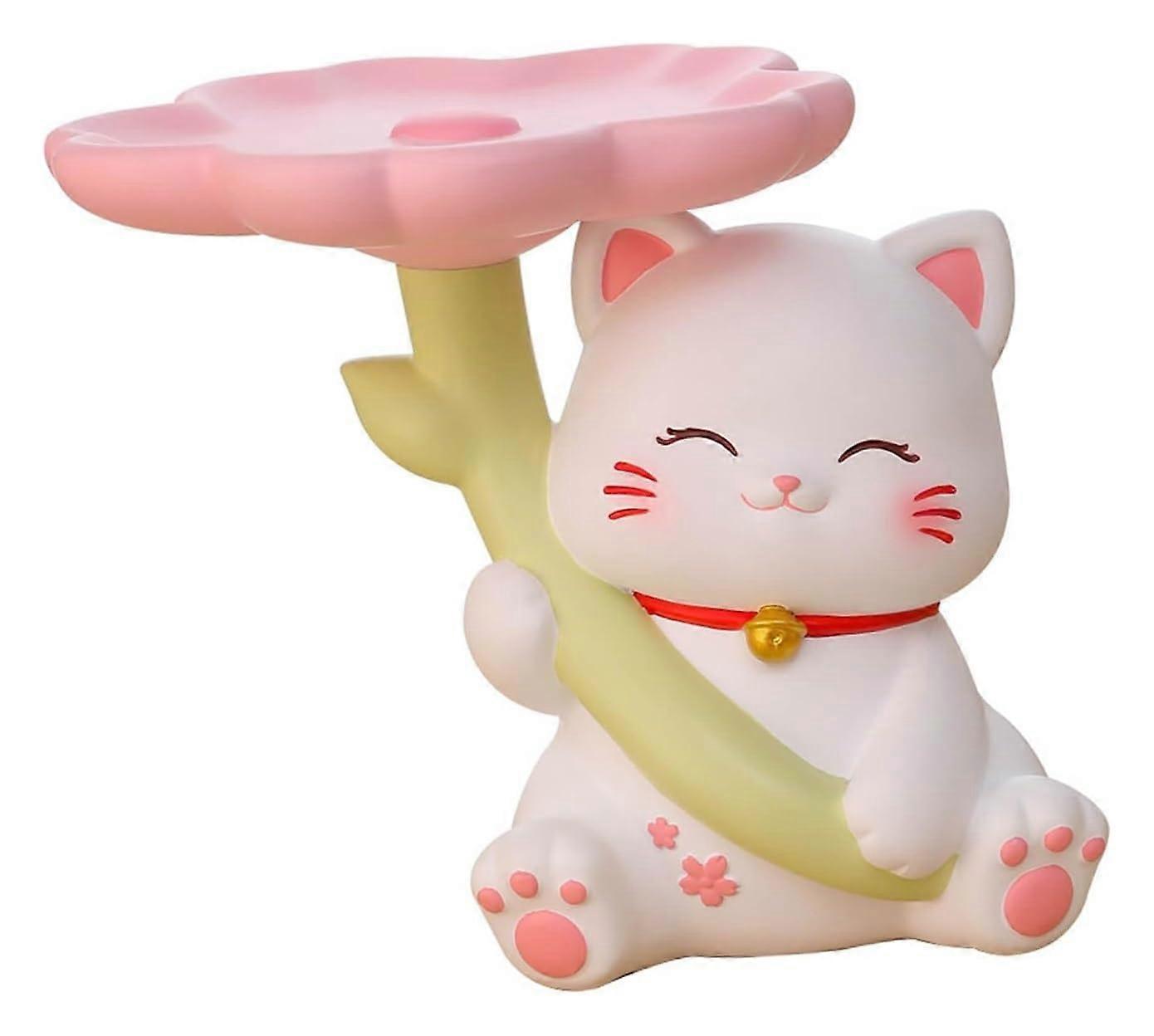 Cat Statue Tabletop Storage Tray Decorative Desk Organizer Home Decor