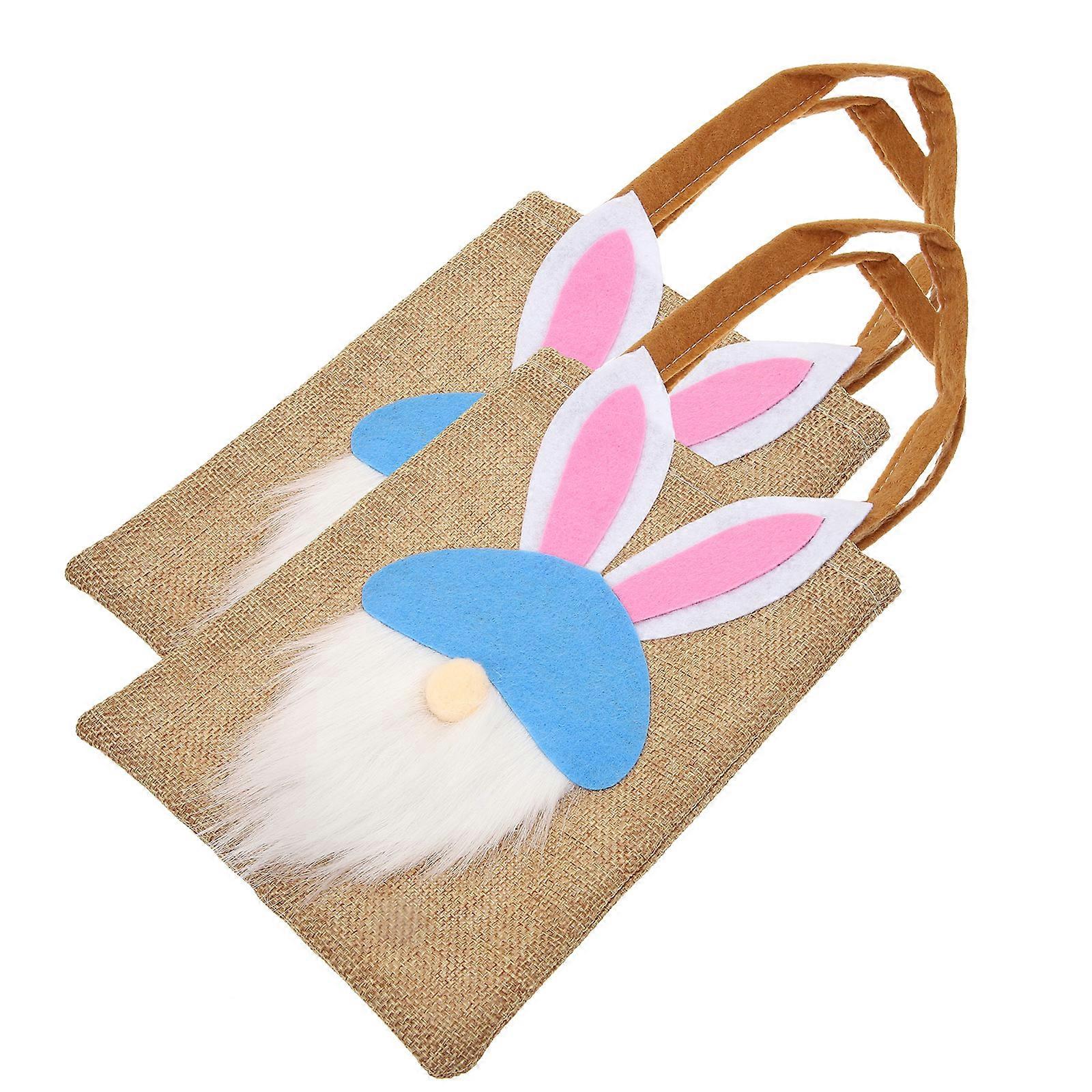 2Set Bunny Ears Treat Storage Bags Sky-blue Ideal For Gifting Occasions With Simple Design
