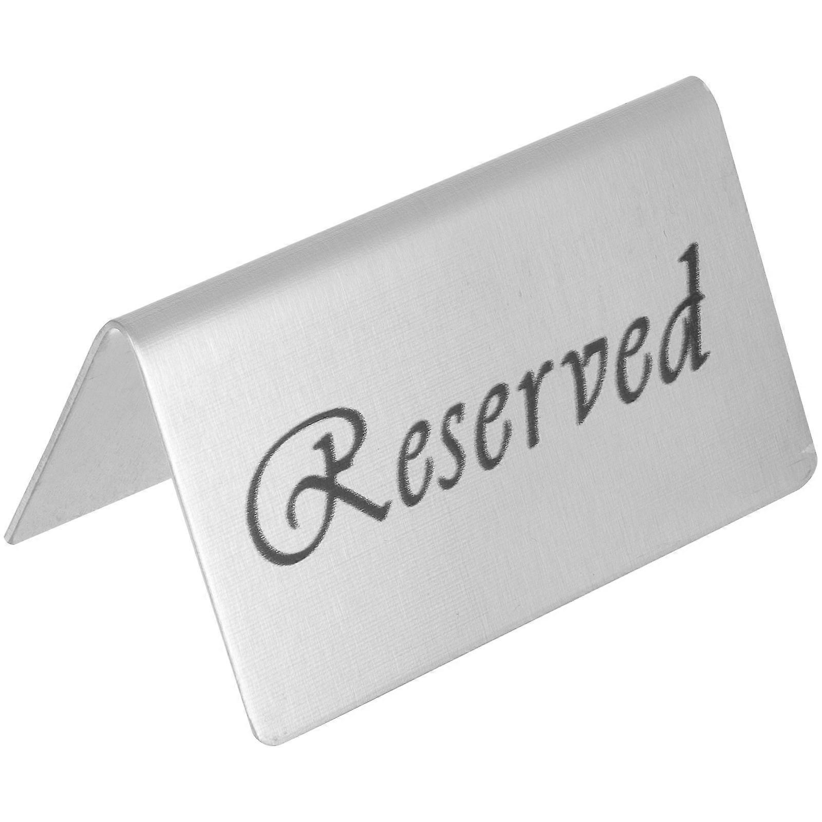 Double Sided Reserved Seating Sign For Guests In Restaurants And Events 10X6CM Silver Stainless Steel Table Tent Design 1Pack