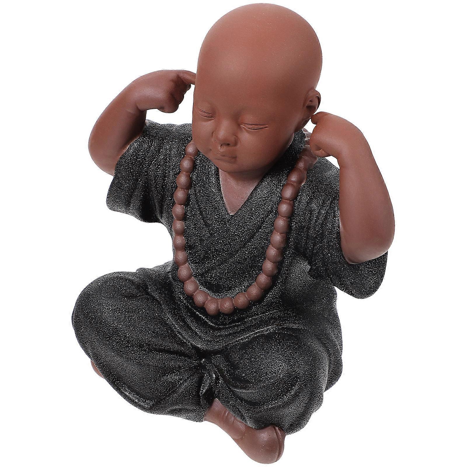 Handmade Figurine Tea Pet Buddhas Miniature Crafts Monk Statue Ornament Home Decoration 1Set