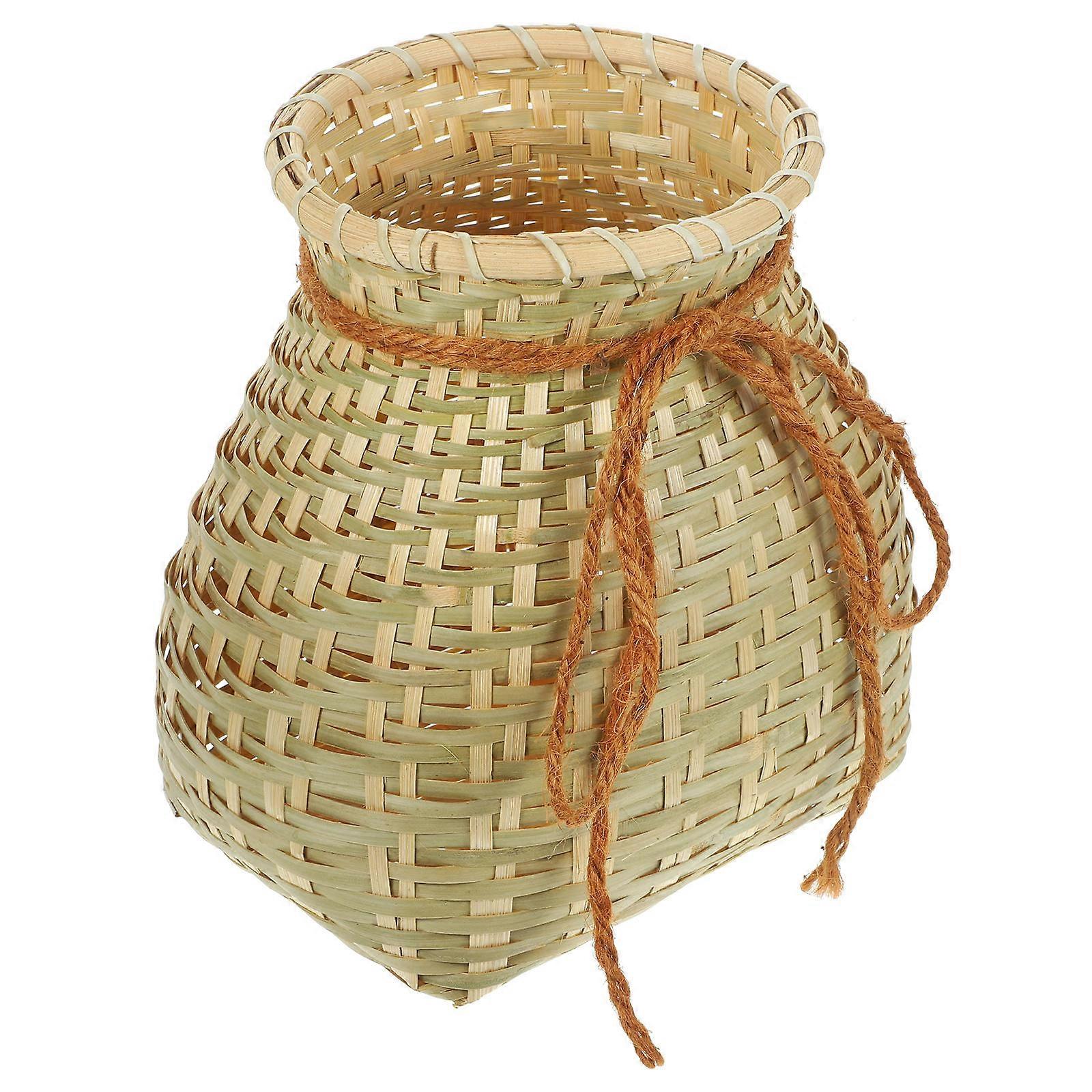 Handwoven Bamboo Basket Container Ideal For Camping And Picnic 21X18Cm Size 1Pack