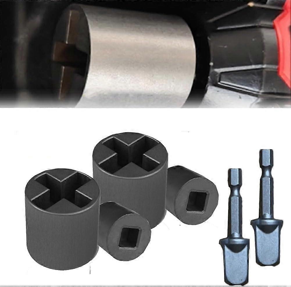 Universal Jack Socket Adapter For Hand Drill, Scissor Jack Compatible, Rust-Resistant Steel, Easy Tire Change, 2 Sets