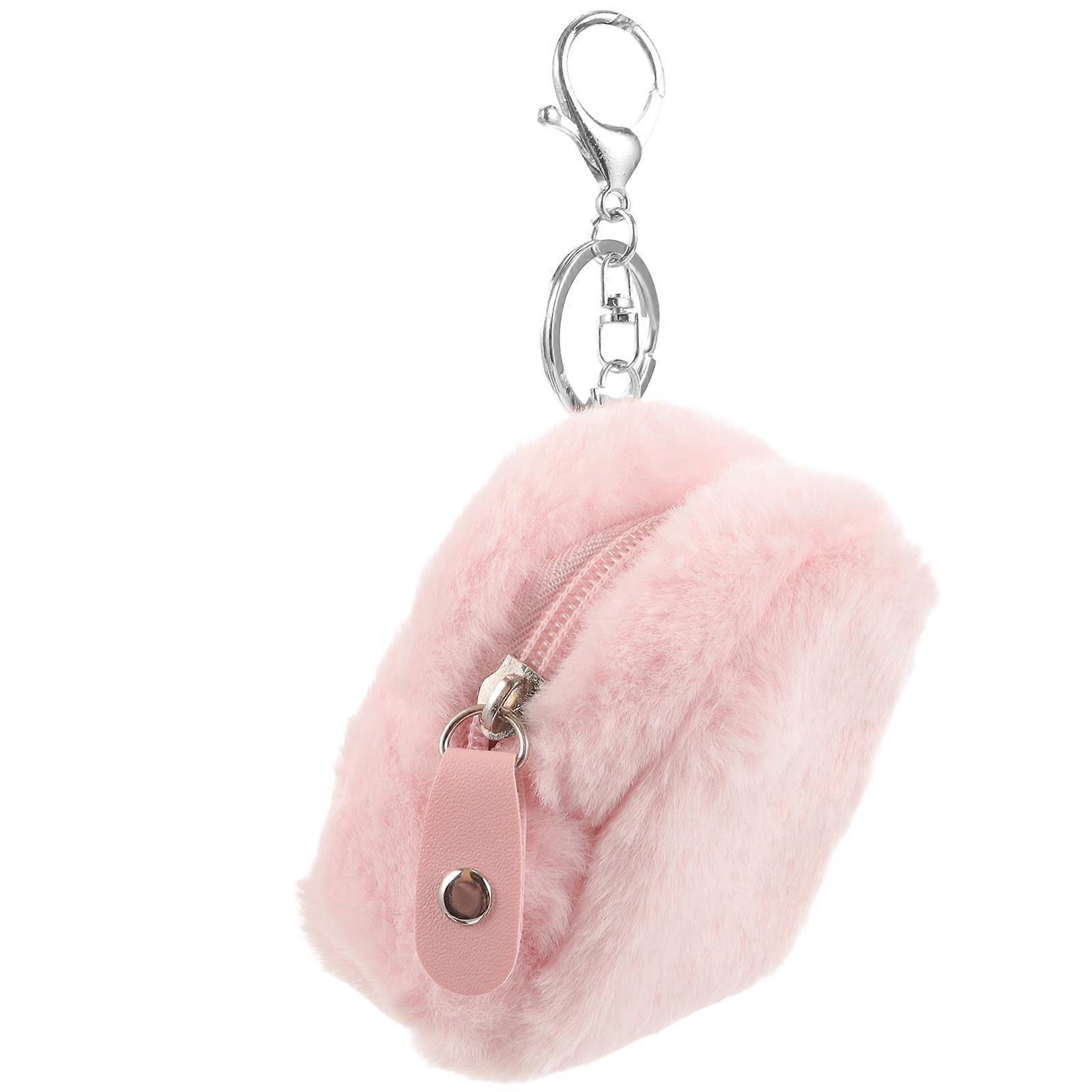 Stylish Plush Coin Purse Keychain Pouch for Portable Use – Cute Soft Wallet for Coins, Earphones, Perfect Gift for Girls