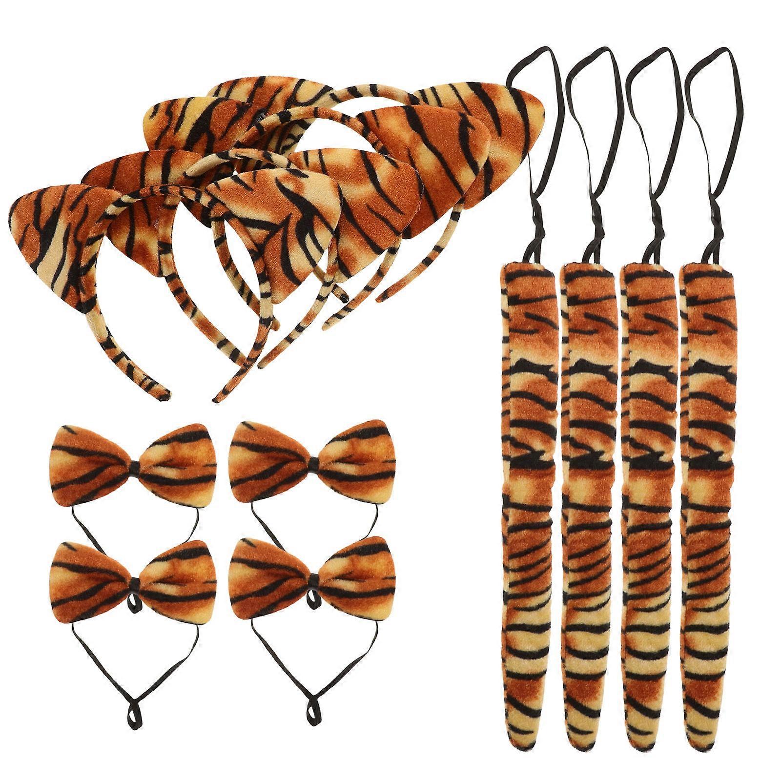 Tiger Costume Accessories Kit with Ear Headband, Bow Tie, and Tail for Halloween, Carnival, Cosplay, and Performance – Comfortable and Durable for