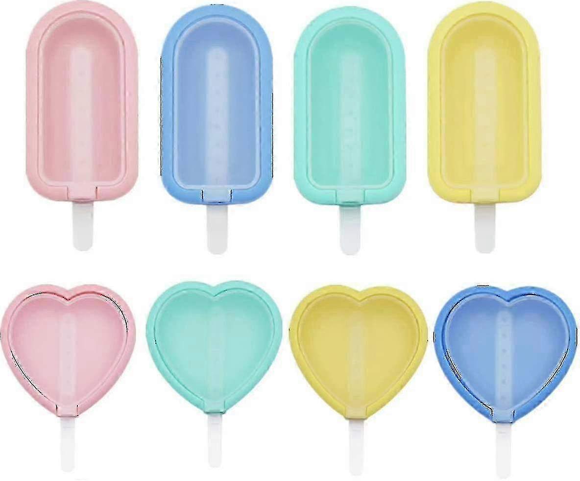 8 Pcs Silicone Ice Pop Molds with Sticks - Reusable Popsicle Molds with Non-Spill Lids for Kids Desserts & Summer Treats