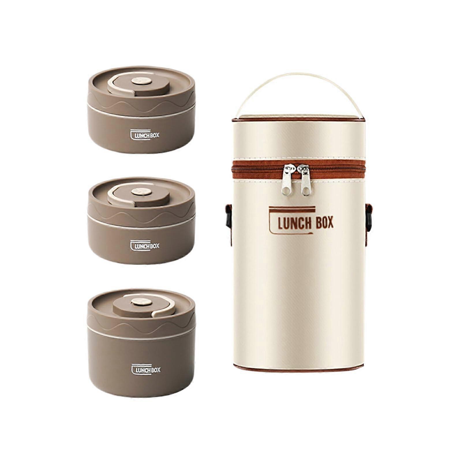 Microwave and Dishwasher Safe Bento Box, 3-Tier Insulated Lunchbox for Adults, Portable Coffee Color, Durable and Versatile