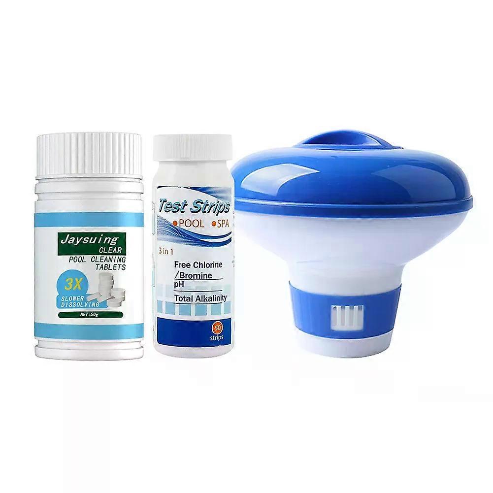Effervescent Tablets Swimming Pool with Chlorine Dispenser Test Paper Multi-Function Kit Swimming Pool Cleaning Effective Stain Removal