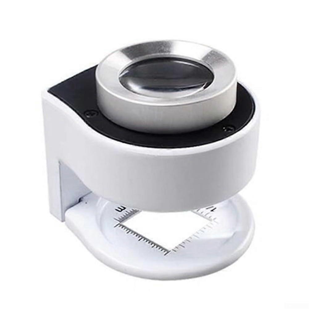 Portable 30X Magnifying Glass with Dual Optical Lens, LED Lights, and Ergonomic Handle for Reading in Low Light White