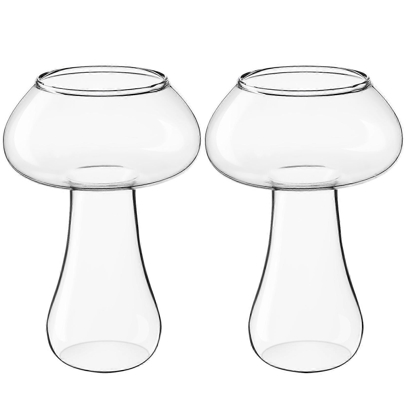 Mushroom Shaped Cocktail Glass Cups for Storage Made of Synthetic Material Transparent 2 Pieces