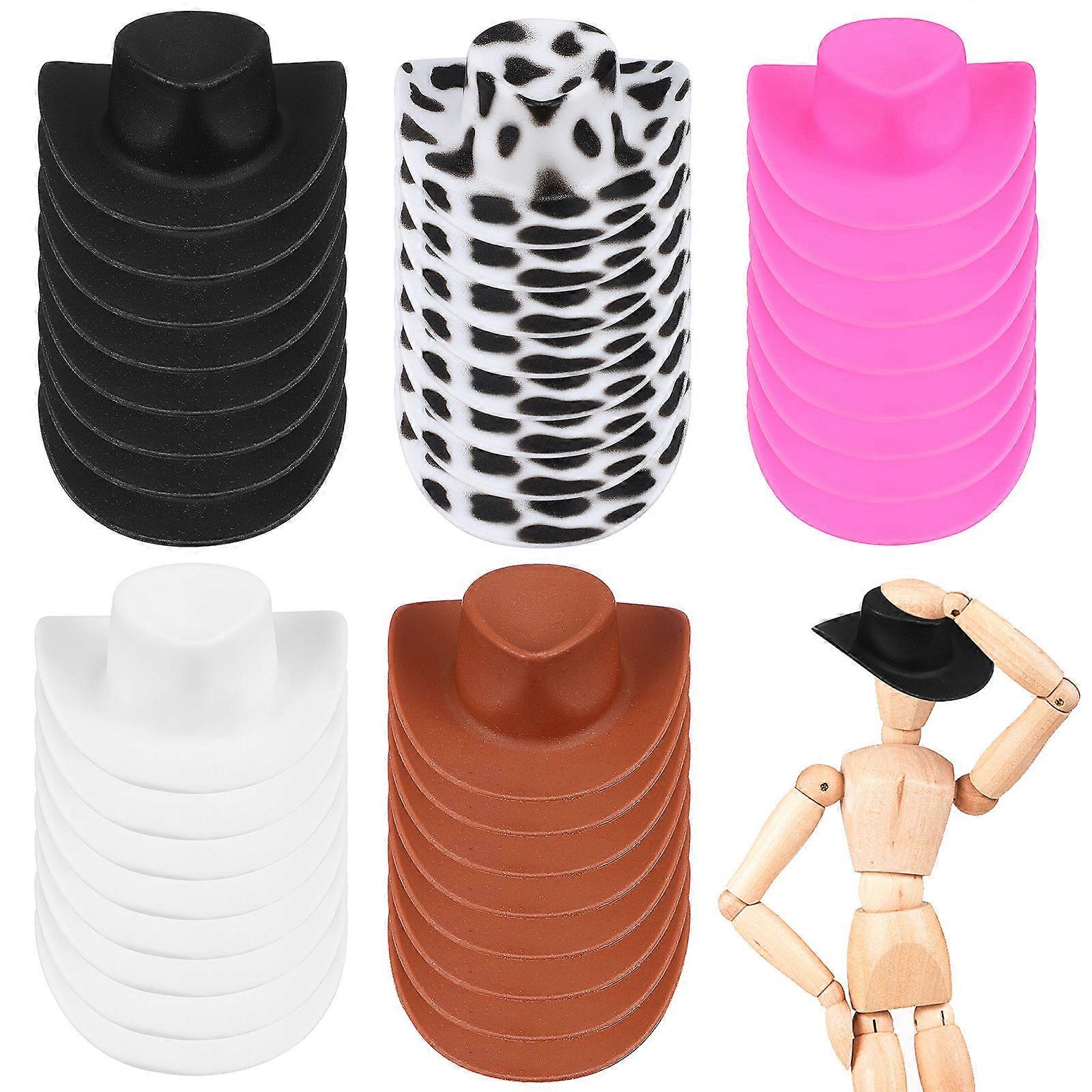Assorted Color Miniature Cowboy Hats for Decor Reusable Toppers 40 Pieces