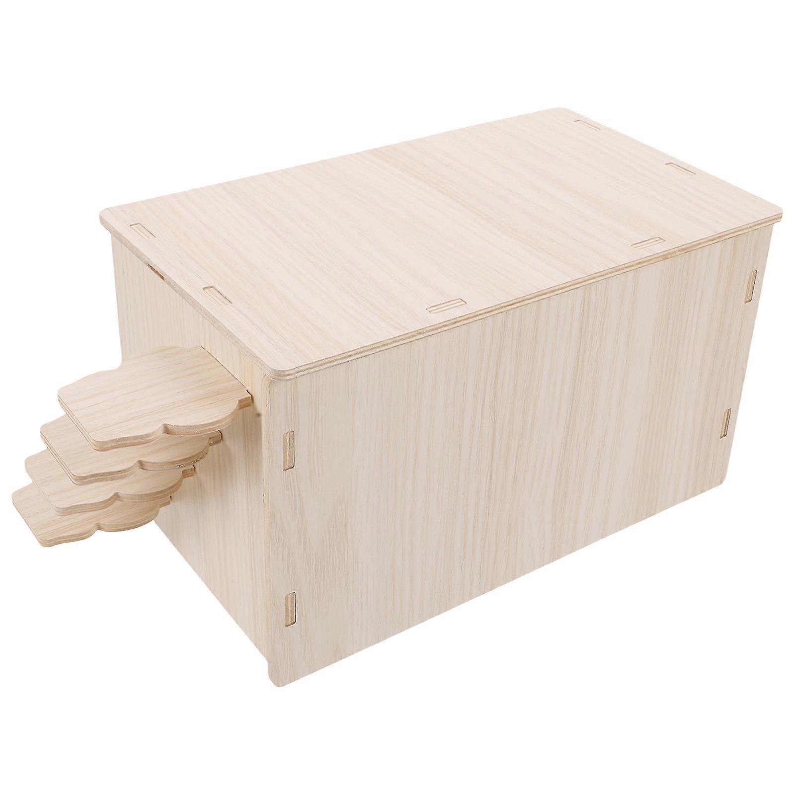 Wooden Hamster Hideout House for Small Pets Light Yellow Versatile Playing and Resting 6.5x5x4 Inches