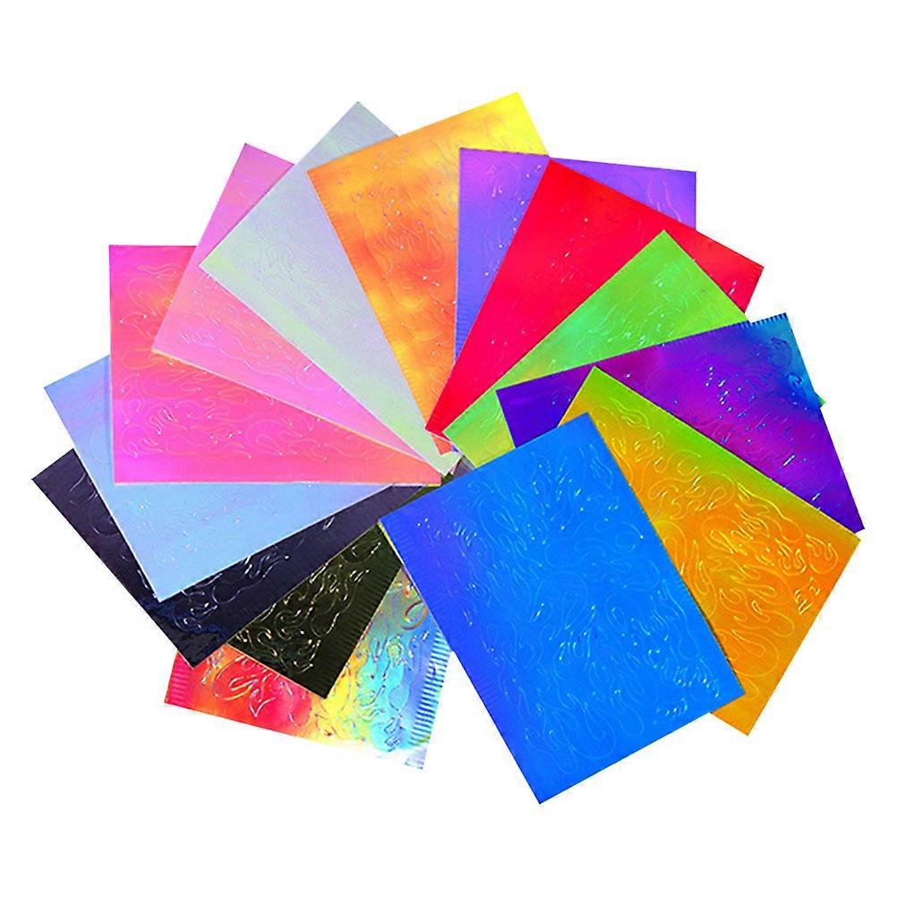 Nail Art Decorations Flame Pattern Nail Decals For Ladies Assorted Color Easy To Apply And Remove 16 Sheets