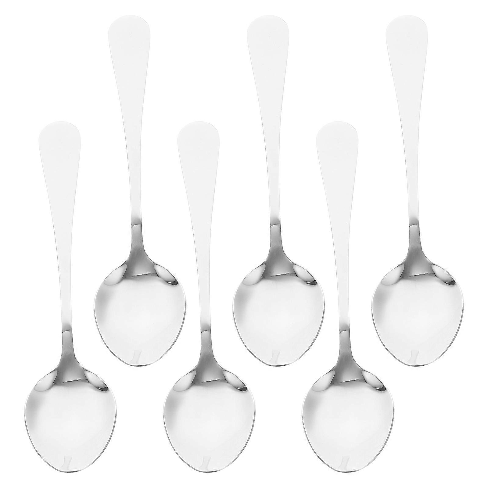 Stainless Steel Soup Spoons Set Of 6 Classic Style For Household Use Long Handle Dining Table