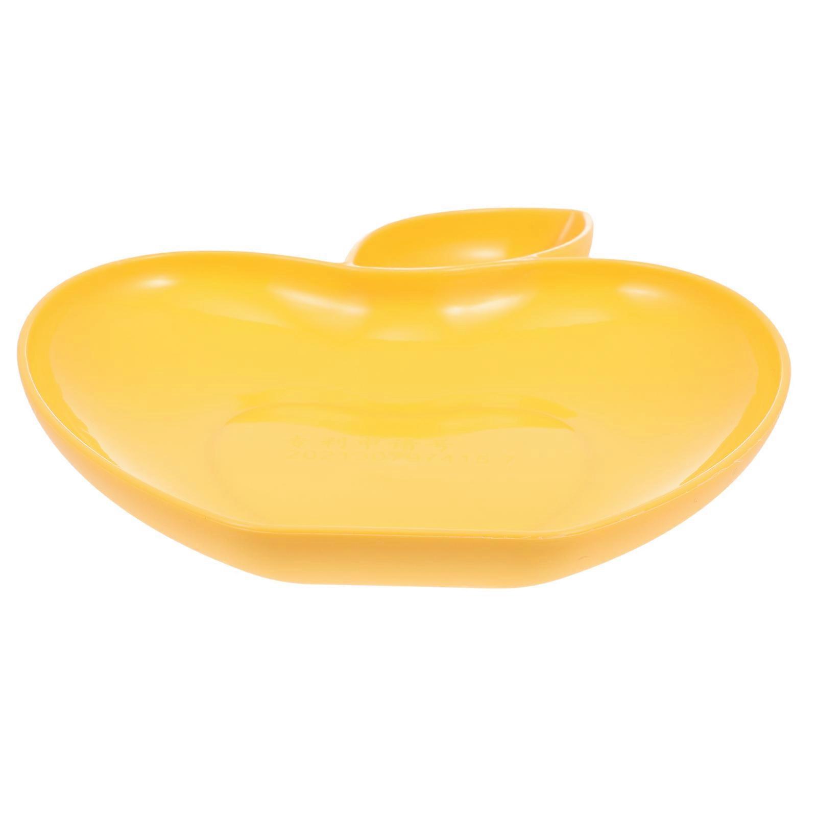 Fruit Snack Plate To Serve Desserts With An Attractive Apple Shape And Yellow Color For Café Owners 1Pack