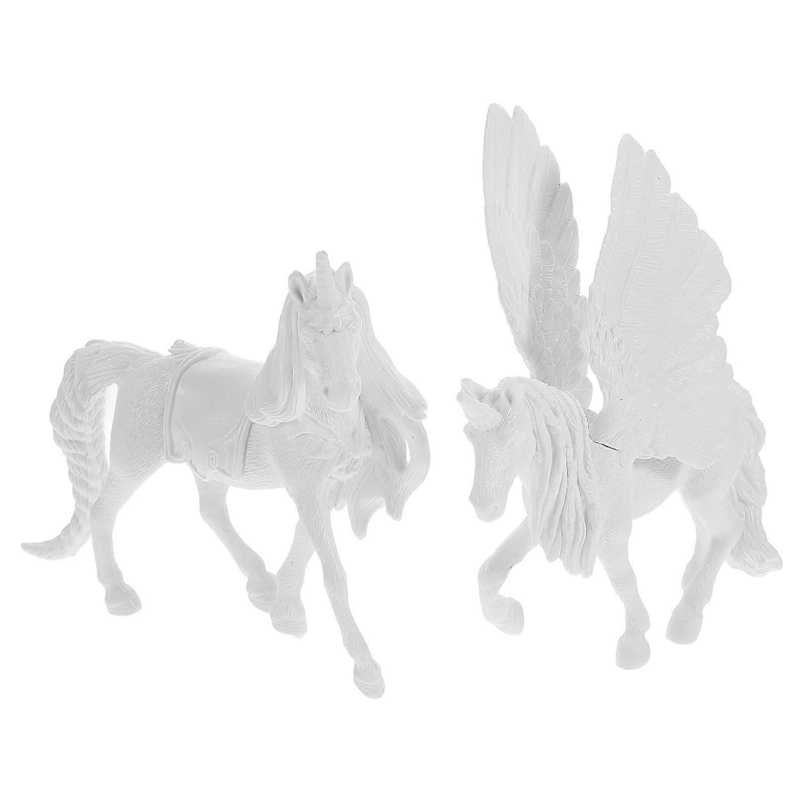 2pcs DIY Unicorn Painting Kit Unfinished Figurines for Creative Crafts, School Projects, Artistic Expression & Home Decoration