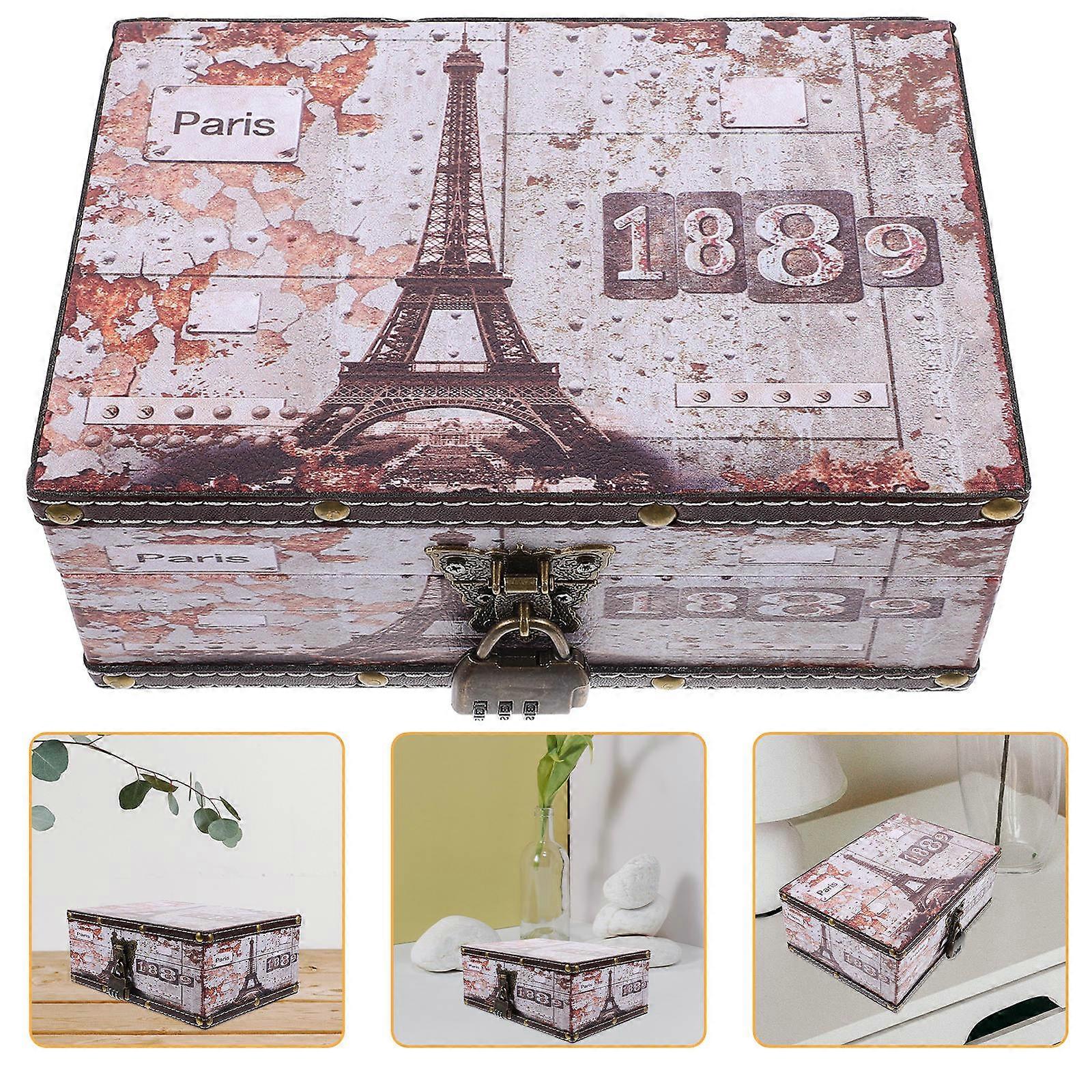 Rectangular Vintage Wood Box For Cosmetic Storage With Convenient Design 1Set