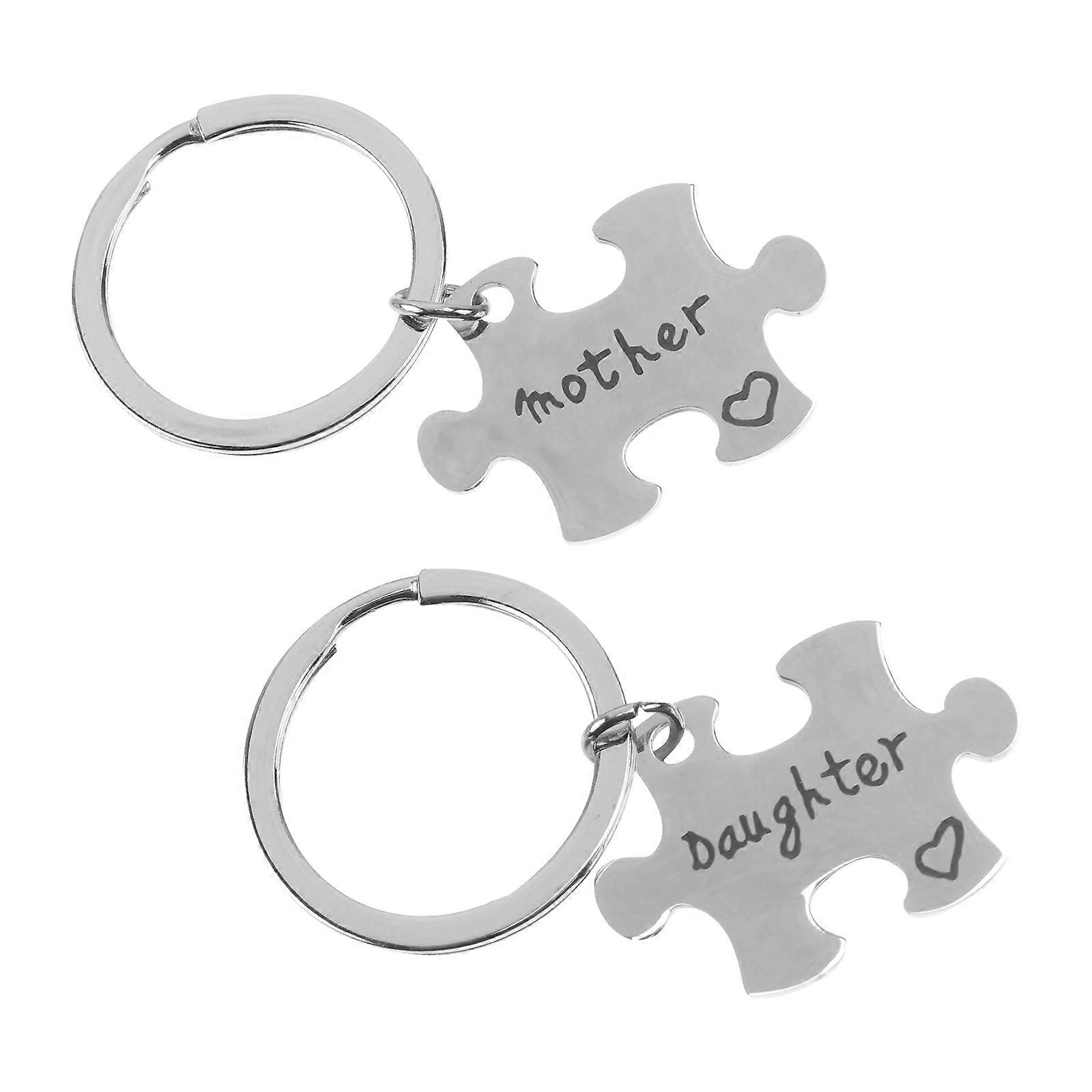 Anneler Günü Hediyesi Için Şık Puzzle Tasarım Anahtarlık Kadınlar İçin İdeal 2 Adet