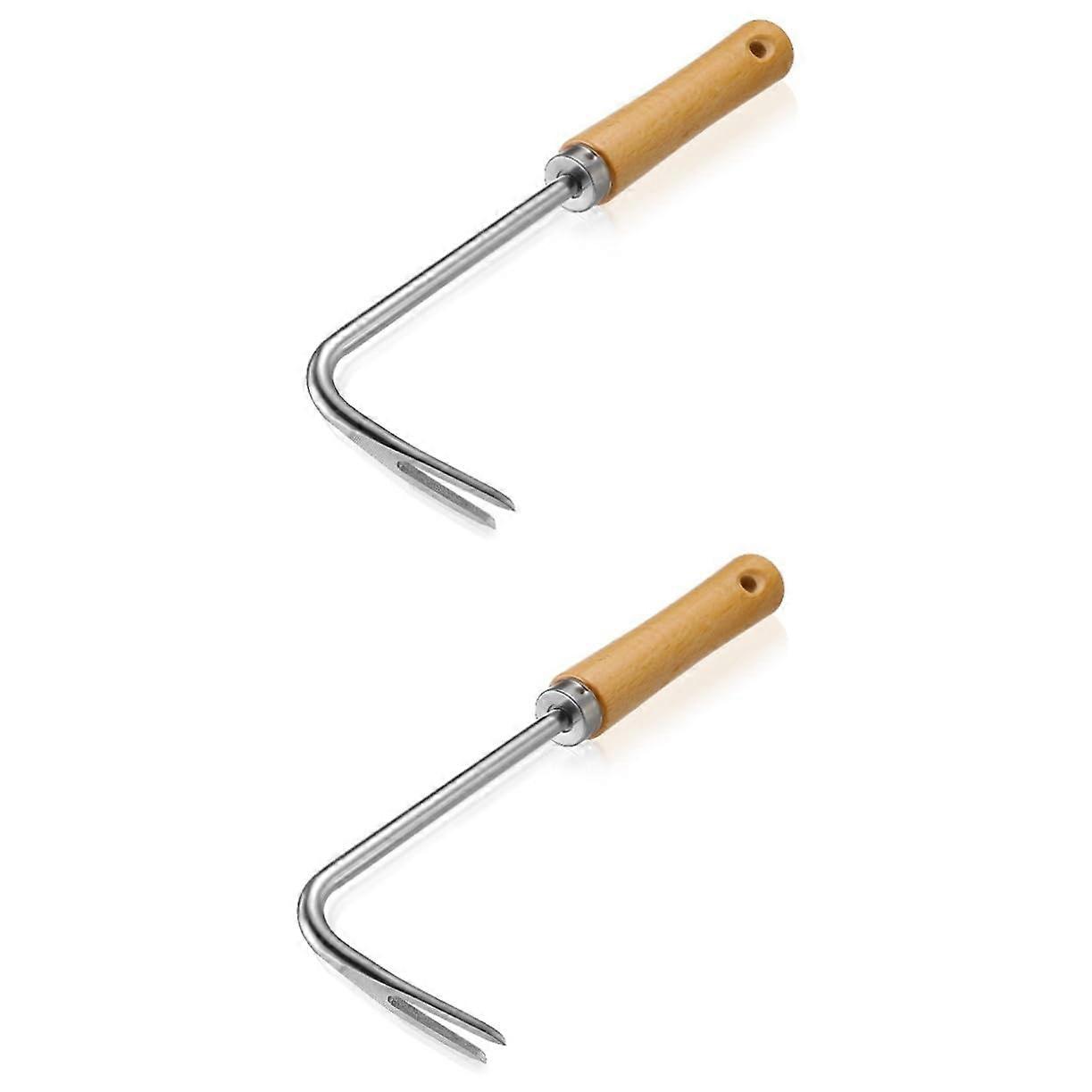 Pack of 2 Hand Weeding Tools, Durable Garden Grass Remover, Ergonomic Handle Cultivator, Wooden Hand Tool