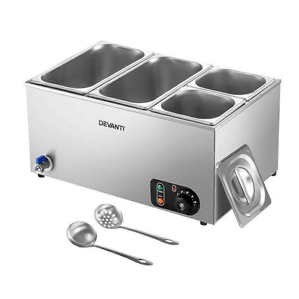 Devanti 商用食品加热器 Bain Marie 4 电动自助餐盘台面食物加热器