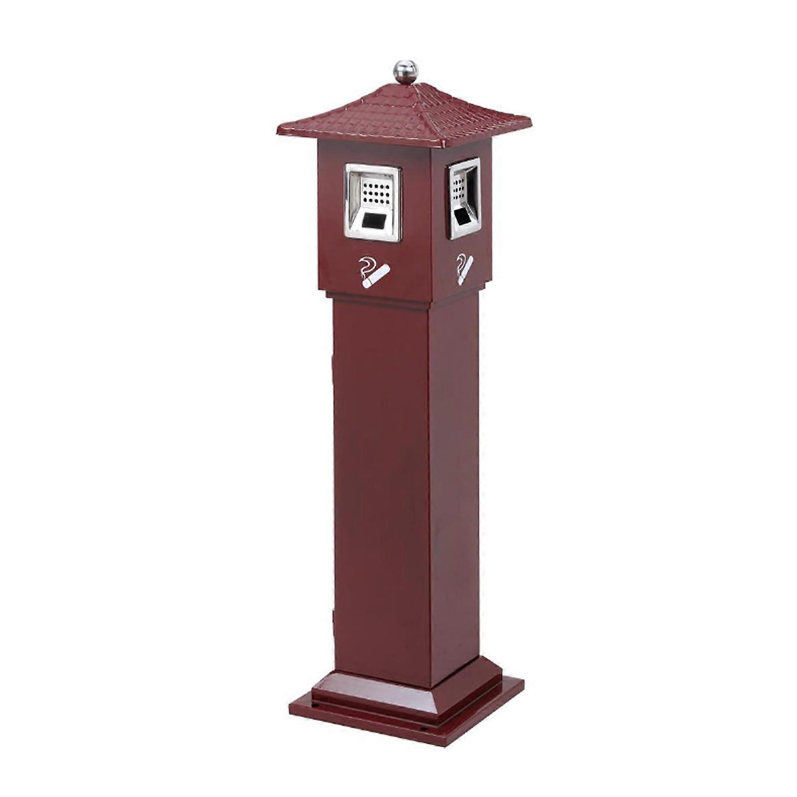 Stainless Steel Outdoor Trash Can with Removable Inner Bucket, Commercial Cigarette Butt Disposal Solution for Public Spaces Red
